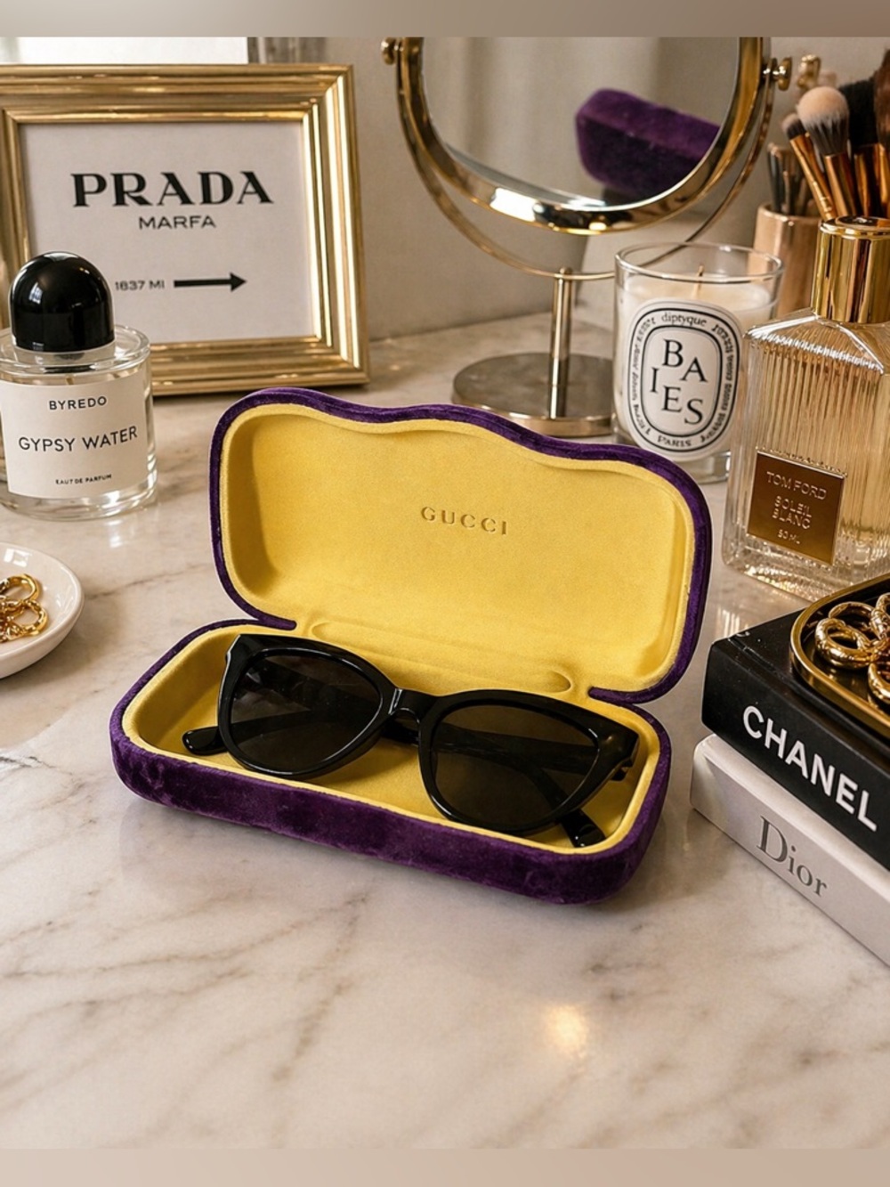 Authentic Large Gucci Eyeglasses Sunglasses Case Purple Velvet